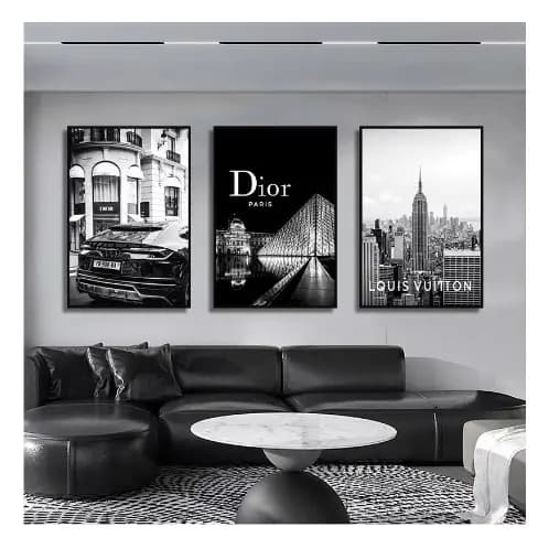 Quadros decorativos Nordic francês luxo preto e branco fotografia arquitetônica hd fotos pintura (3 peças)