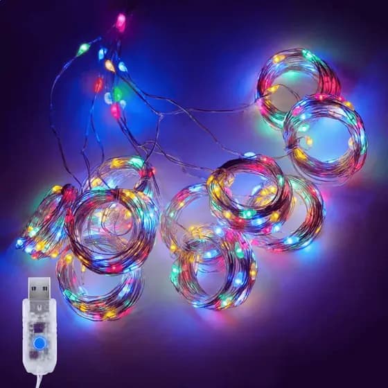 Cascata Natalina Cortina de Luz LED Colorido 3 Metros USB