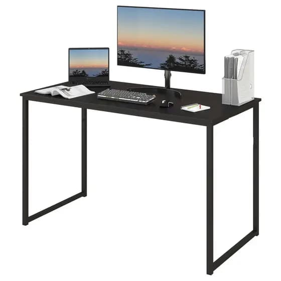 Mesa Escrivaninha MDF Preta Industrial 90 CM Moderna Home Office Quarto Estudo Computador Notebook
