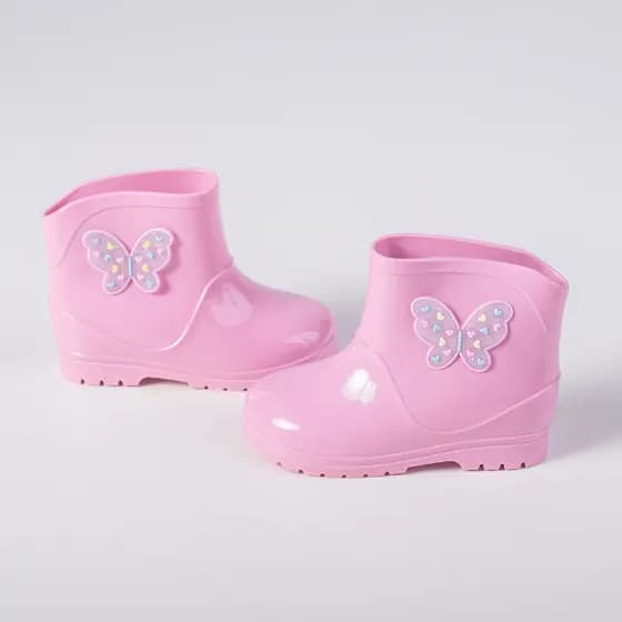 Bota Galocha Baby Infantil Enfeite Borboleta Leve Impermeável Antiderrapante Para Meninas