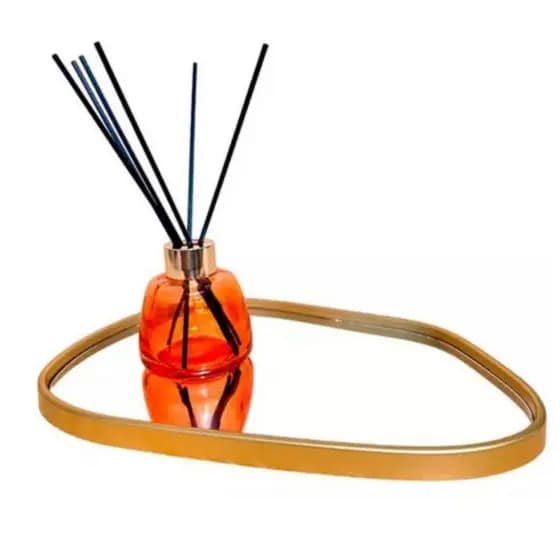Bandeja Decorativa Espelhada Formato Orgânico 29cm Dourada