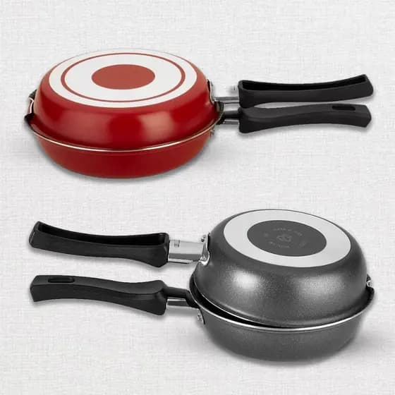 Frigideira Dupla Hamburgueira Omeleteira Antiaderente Enjoy Alegrete 18cm Vermelho Cinza
