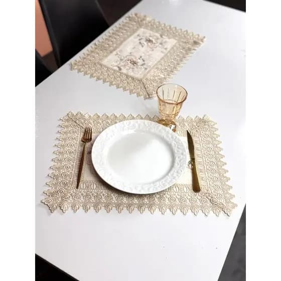 Kit Jogo Americano Exclusivo Premium Linhão Guiper Sousplat Mesa Posta Bordados