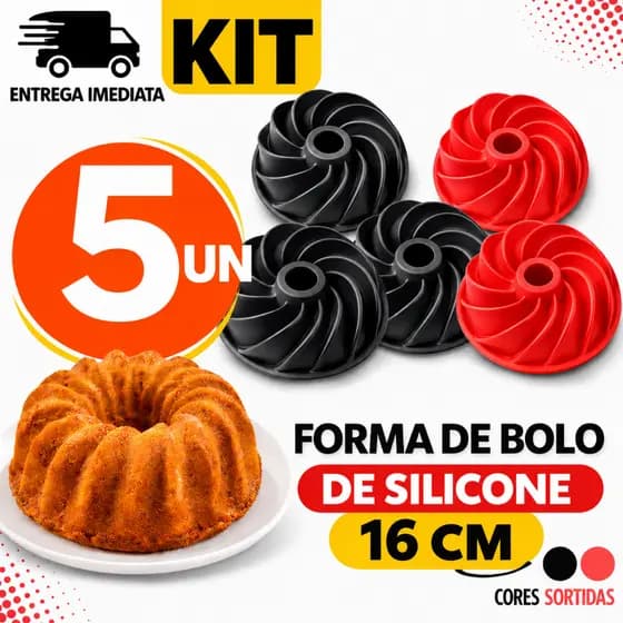 COMBO FORMA SILICONE 5/4/3/2 Forma de Silicone Bolo e Pudim Antiaderente Flexível Cores Sortidas