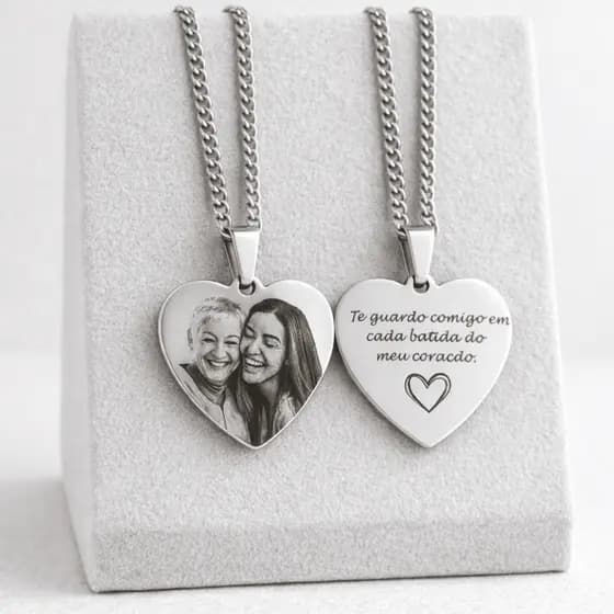 Colar medalha personalizada Foto gravação a laser Família Amor Avó Pai Mãe Namorado Casal