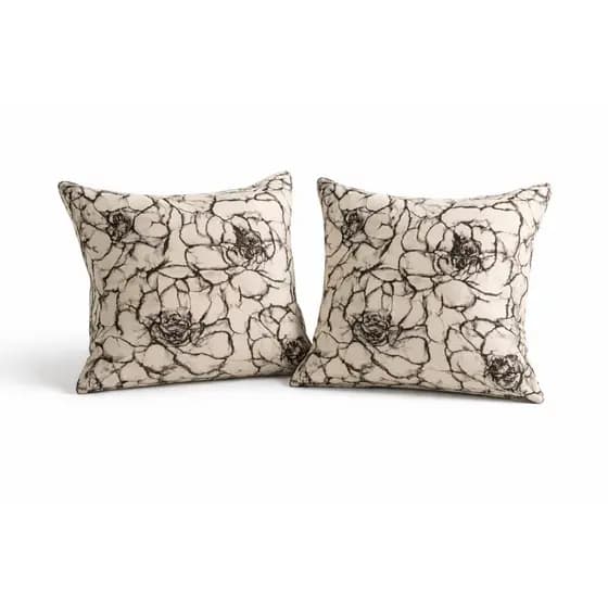 Kit 2 Capas de Almofadas 45x45 Aveludadas e Bordadas Bege Luxo Decoração Sofá ,Sala e Cama
