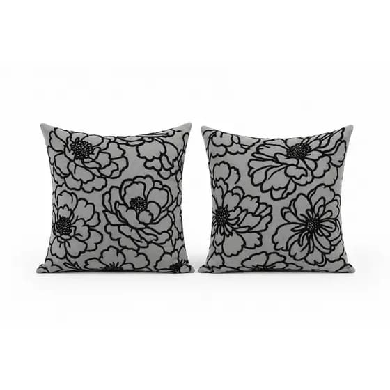 kit 2 Capas de Almofadas 45x45 Suede Veludo Cinza Bordada De luxo,Decoração Sofá ,Sala e Cama