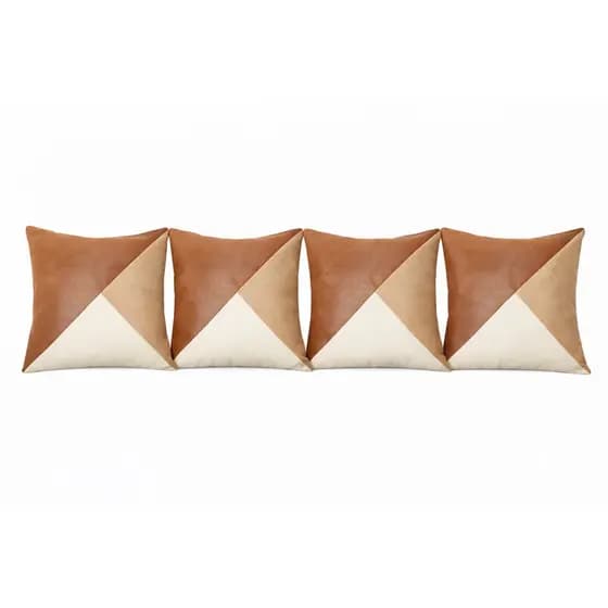 Kit 4 Capas de Almofada 43x43 Decorativa Luxo Marrom Bege Geométrica Para Sofá Sala Moderna
