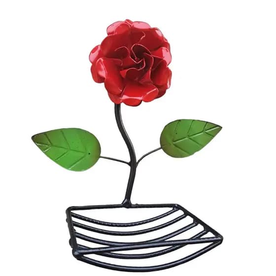 Porta Sabonete Barra De Parede Com Flor Em Ferro