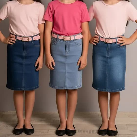 Saia Jeans Infantil Juvenil Elastano com Cinto Estilo Blogueirinha
