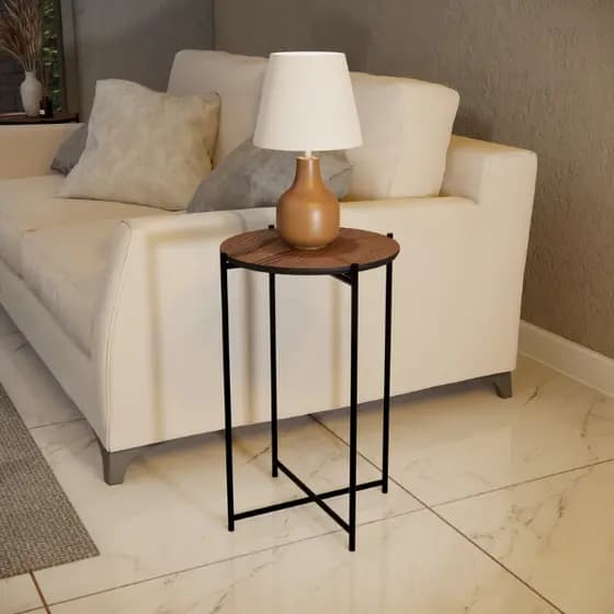 Mesinha Lateral Redonda com Pés Articulados 58x35cm Apoio para Sofá Cama Sala Quarto