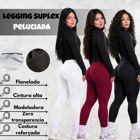 Calça Legging Feminina Térmica Peluciada Flanelada Suplex Premium Modeladora Zero Transparência