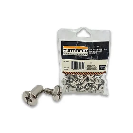 Kit 25 Parafuso para Serrote Starfer Macho e Fêmea Fenda Aço Carbono Eficaz Resistente Imperdível