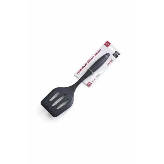 Espatula Vazada De Silicone Preto Cozinha