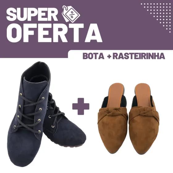 Kit Bota Feminina Cano Curto E Mule Social