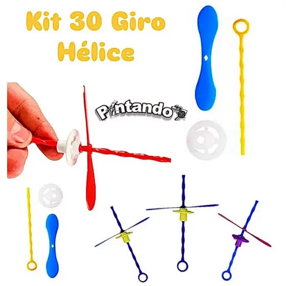 Kit 30 Giro Hélice Girocoptero Brinquedo Hélice e Lançador Lembrancinha Festa Infantil