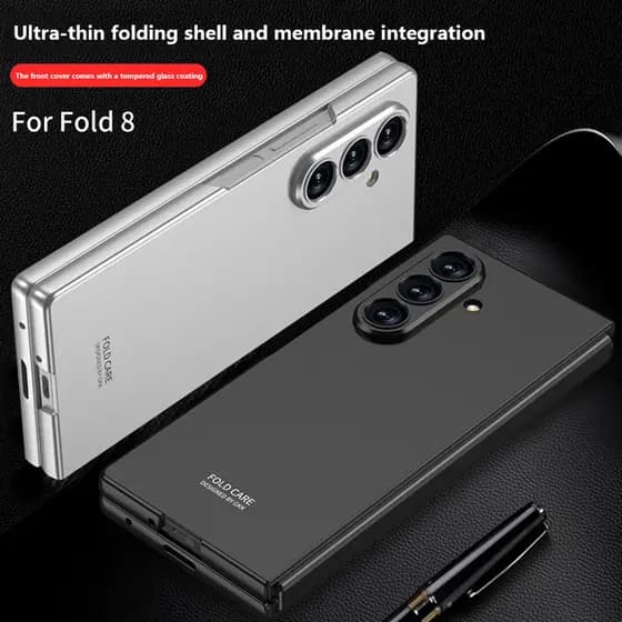 Ultra Fino Fosco Caso De Telefone Para Samsung Galaxy Z Fold 8 Fold8 5G Capa À Prova De Choque Com Filme De Vidro Temper