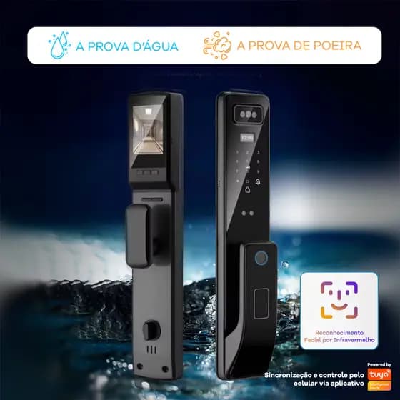 Puxador Digital Eletrônico Senhas Biometria Face ID 3D Wifi Tuya App A prova D'água Inteligente Abertura Remota