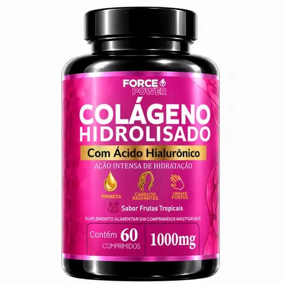 Colageno Hidrolisado com Acido Hialuronico 60 Comprimidos - COLÁGENO PARA UNHAS PELE E CABELO