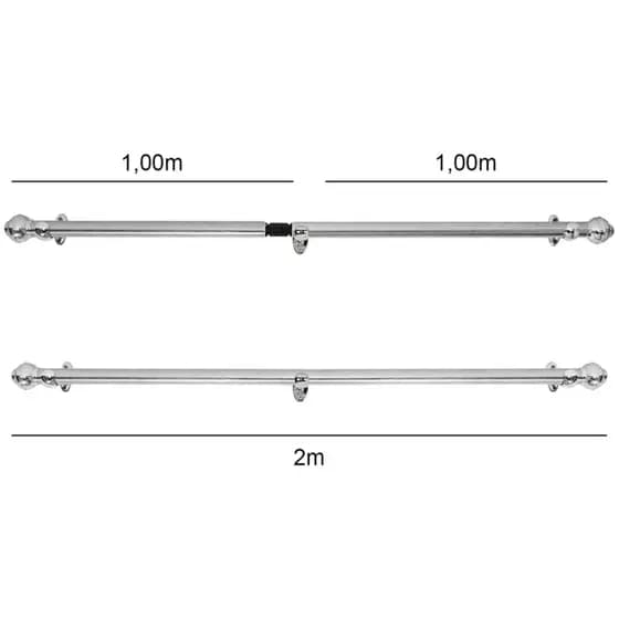 Kit Varão Para Cortina 2,00 Metros 28mm Branco