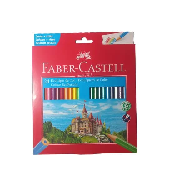 Lapis de cor Faber Castell 24 Cores Sextavado Ecolapis Cores Vivas