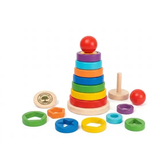 Brinquedo Educativo Torre de Madeira Multi Encaixe Educaplay
