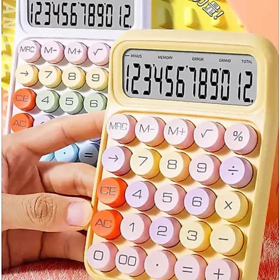 alculadora de teclado Colorido mecânico bonito Candy Color escola comércio escritório 12 dígitos