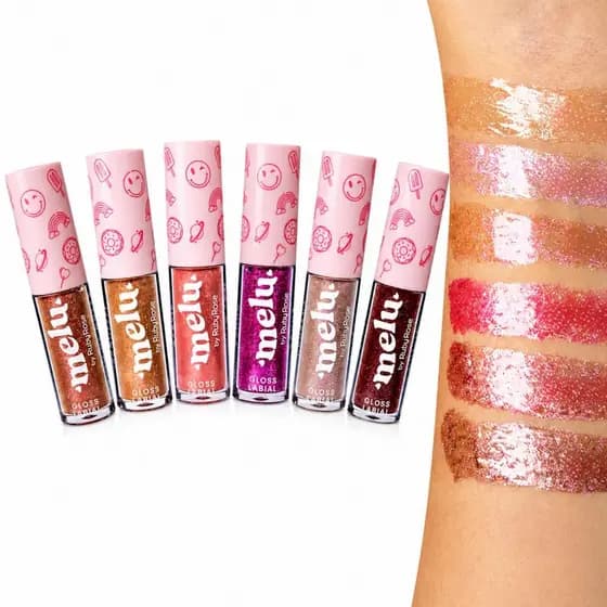 Gloss Labial Melu Ruby Rose Com Glitter Brilho Intenso