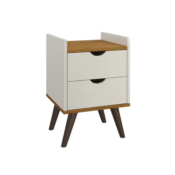Mesa de Cabeceira Juma Estilo Retro 2 Gavetas Desing Moderno