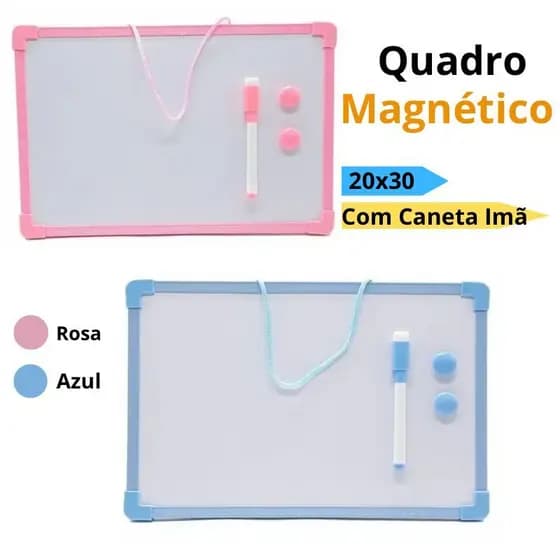 Lousa Quadro Branco 20x30cm Magnético Caneta Com Apagador Didático Anotação Planner