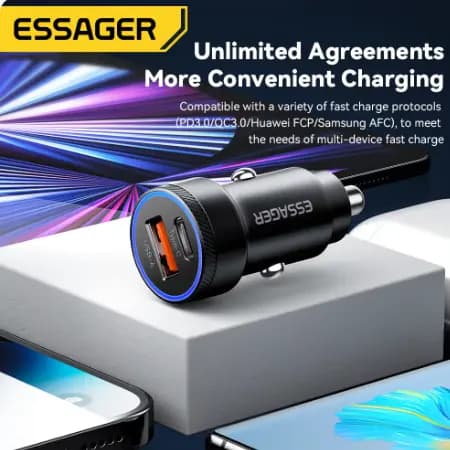 Carregador para carro 54W 5.A USB C USB A