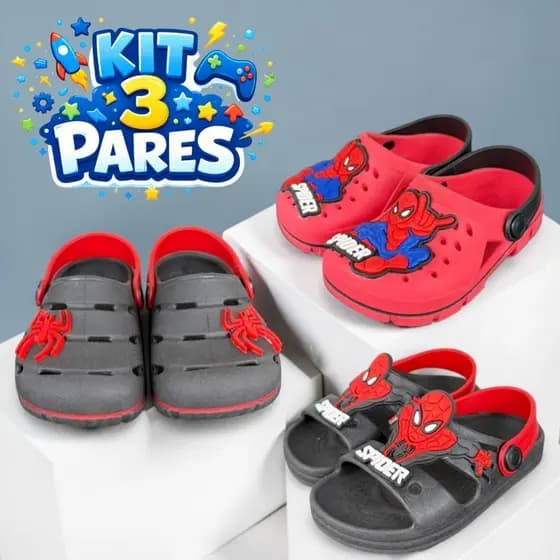 Kit 3 Pares Babuche Infantil Menino Leve e Macio
