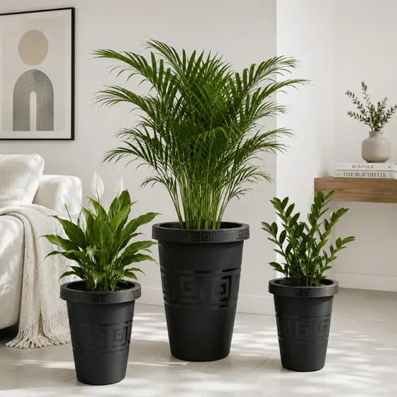 Conjunto 3 Vasos para Plantas Redondo Alto Decoração Casa Jardim