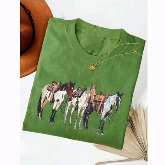 Tshirt Feminina Boiaderia Estilosa Estampa Cavalo 100% Algodão