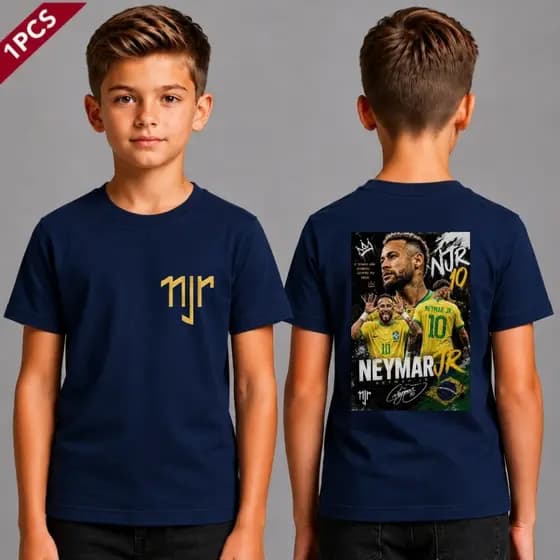 Camiseta Neymar Jr Copa do Mundo Infantil Criança Infantil Juvenil Brasil Top 100% Algodão Varias Cores