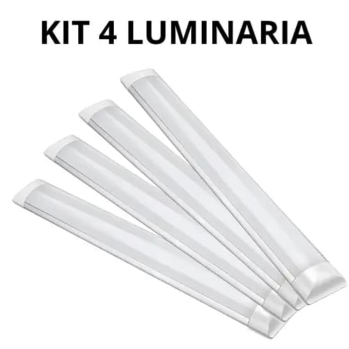 Kit 4 Luminaria Tubular Led 40w Lampada Calha Sobrepor 1M Cor Branco Frio Voltagem 110v/220v Bivolt