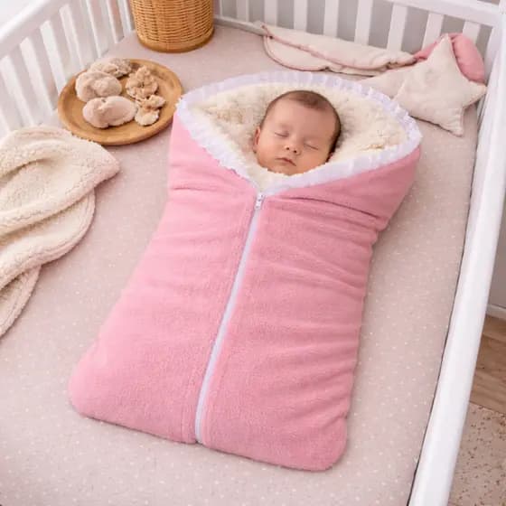 Saco De Dormir Bebê Sherpa Quentinho Soft Fleece Com Zíper