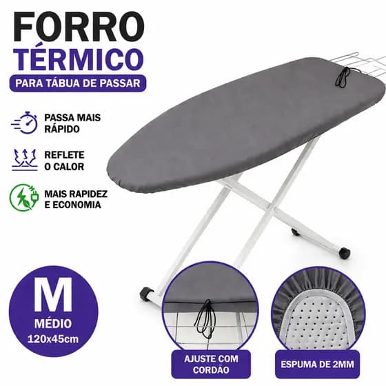 Forro Termico Capa para Tabua de Passar Roupa Tamanho M 120x45 Algodão Universal