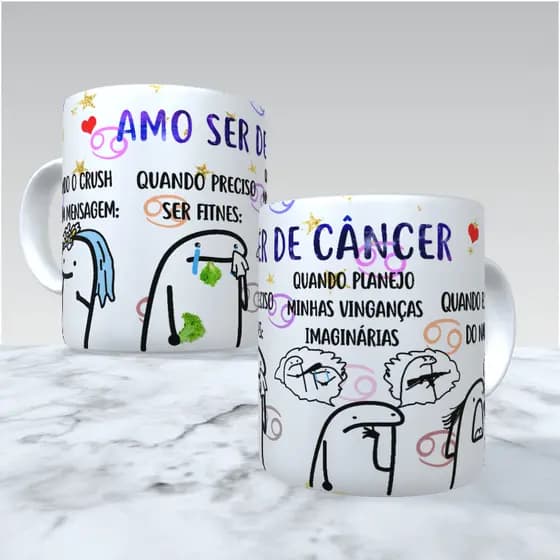 Caneca de Porcelana Personalizada Exclusiva Envio em 24 horas Personalizada Flork Signo de Câncer