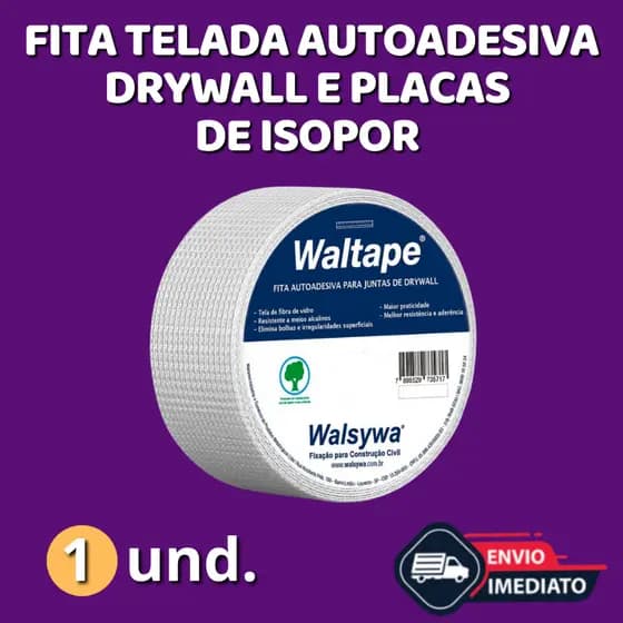 Fita Telada Autoadesiva Drywall Branca Walsywa 45 e 90 metros de comprimento - 01 unidade