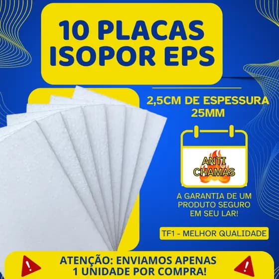 Kit 10 Placas Isopor EPS - Espessura 25mm (2,5cm) Forro Térmico Acústico - ISOPOR DE QUALIDADE