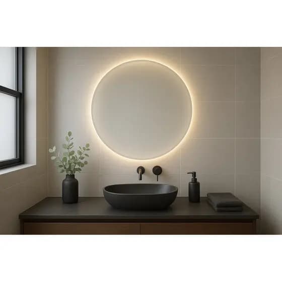 Espelho de LED Redondo 60x60cm | Luz Fria e Quente | Suporte Incluso | Envio Full