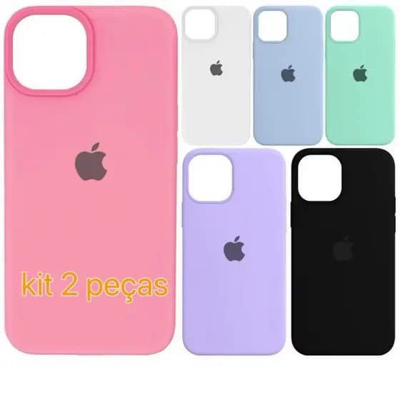 kit 2 Cases Capa Chapinha Silicone Aveludada para iphone 14 14Pro 14Promax alta qualidade