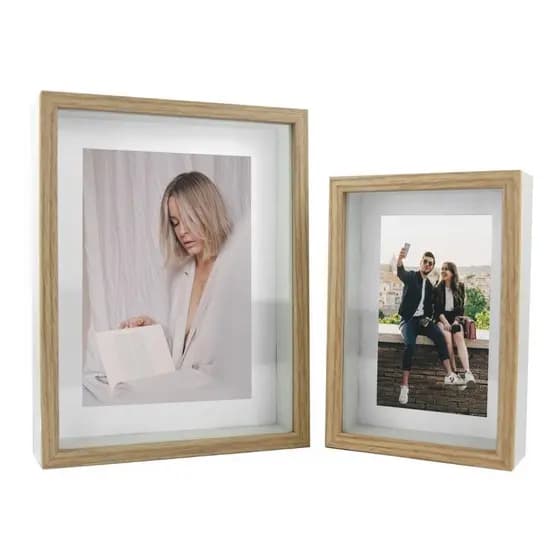 Kit 2 Porta Retratos Foto 10x15 e 15x20 MDF Moldura Profunda