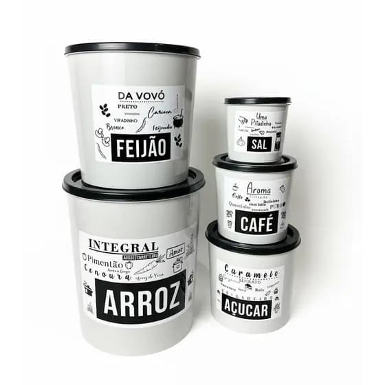 KIT POTES DE MANTIMENTOS PARA COZINHA 5 PEÇAS.