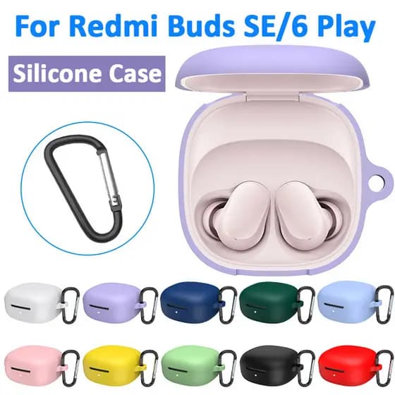 Capa De Silicone Macio Para Redmi Buds 6 Play/SE Protetora À Prova De Choque Fone De Ouvido Sem Fio Com Gancho