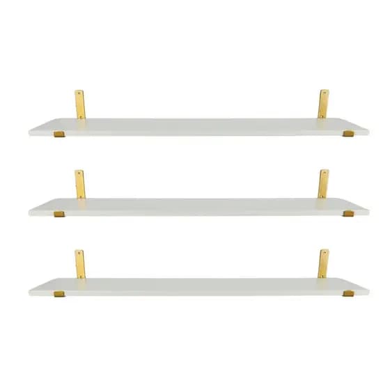 3x Prateleira Industrial Branca MDF 60x20cm C/ Mão Dourada (MÃO FRANCESA DOURADA)