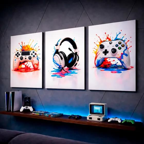 Quadros Decorativos Controles Videogame Gamer Quarto 120x60cm Decoração De Parede