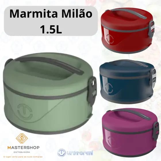 Marmita Térmica 1 Peça 1,5 Litros com 2 Divisórias Milão - Organizador Térmico - Unitermi