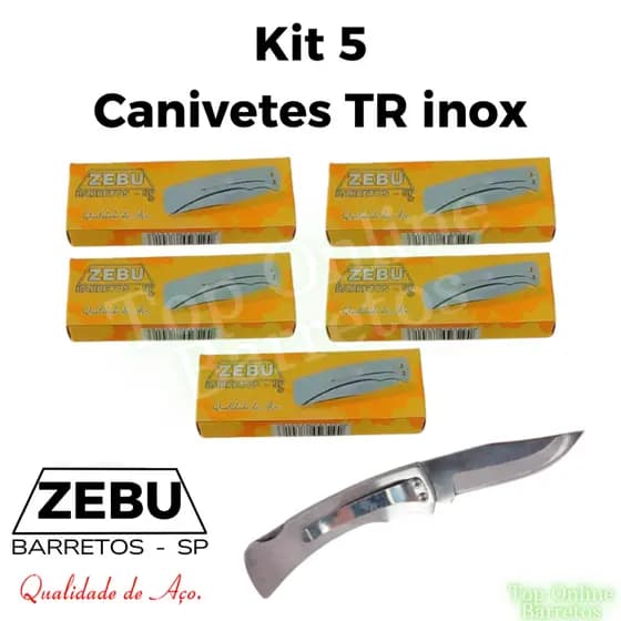Kit 5 Canivetes Tr Inox Zebu Barretos Original